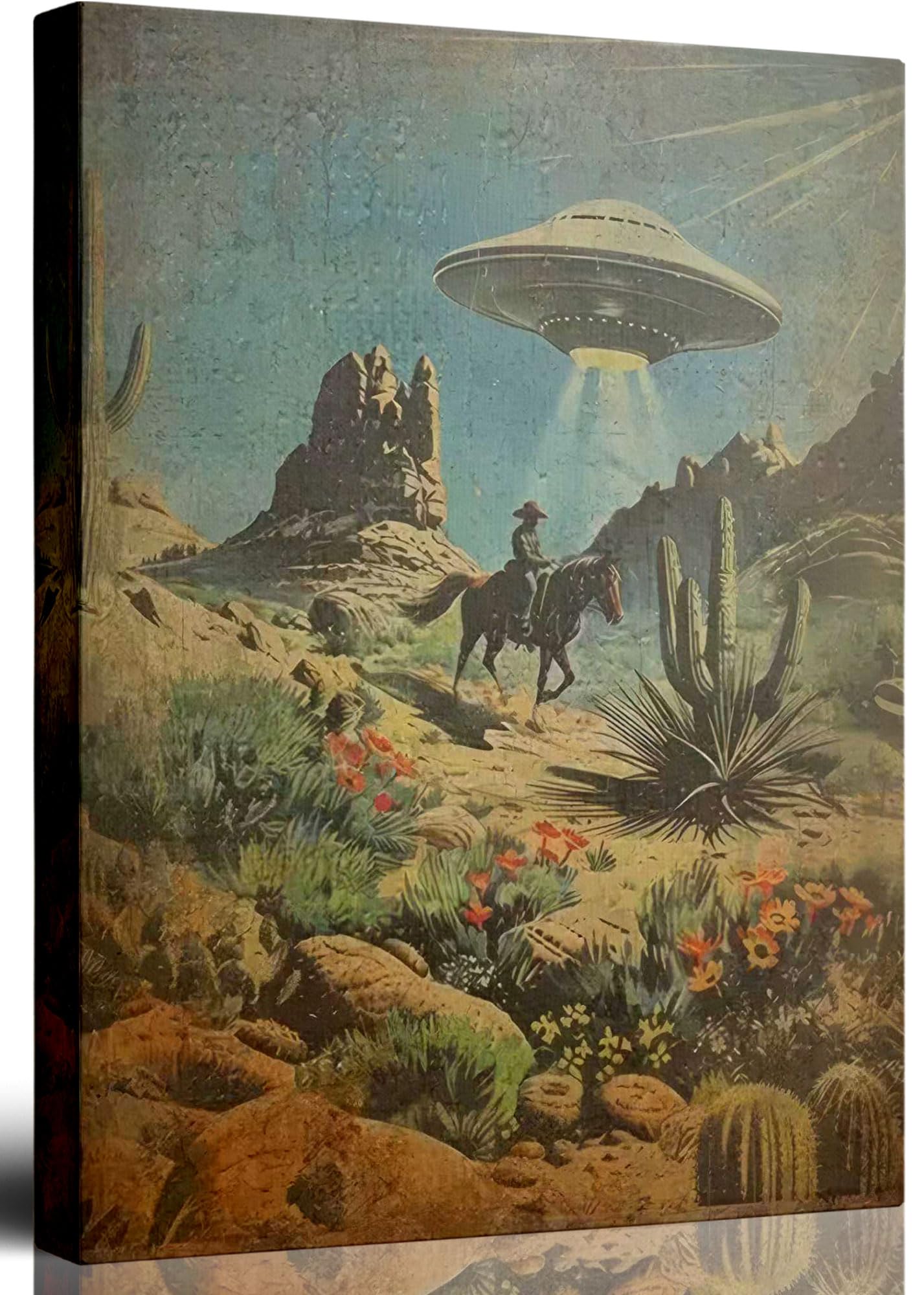 ジョナサンゲイ作　UFO 宇宙　スペースロード　ブラックライトポスター Amazon.co.jp: ビンテージUFOウォールアート SFウェスタンカウボーイ